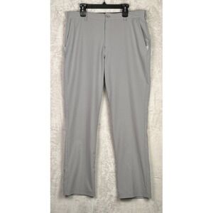 Izod Men's Golf Pants 38x32 Gray Stretch Flat Front Logo Performance Light Grey